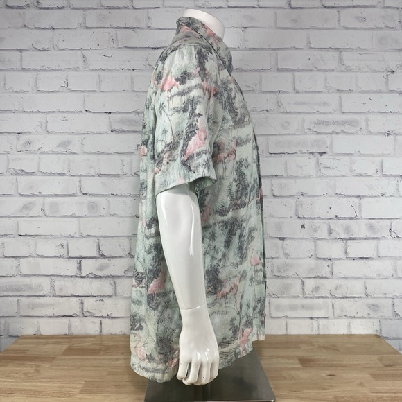 Tommy Bahama Shirt Men's XL Hawaiian Camp Shirt Silk Blend Floral Flamingos - Picture 6 of 12